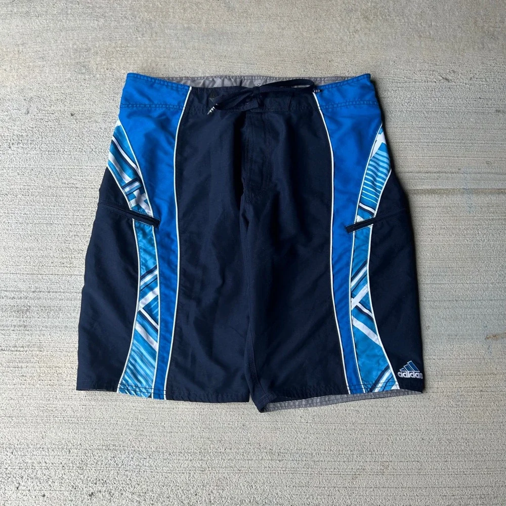 Vintage 2000s Adidas Mens Graphic Board Shorts Swim Trunks